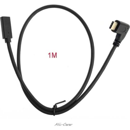 90 Degree Right Angle USB 3.1 Type C Male To Female Extension Data Cable 1m