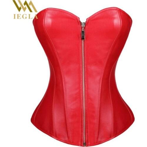 Body Shapers Women Leather Corset Latex Waist Cincher Corsets Slimming Vest Waist Trainer Plus Size Red Girdle Belt Shape Wear