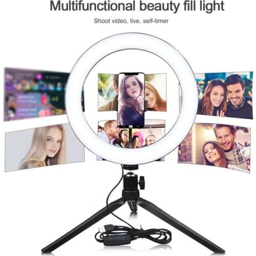 Colorful Fill Light Photography Lighting Phone Ringlight Tripod Stand Photo Led Selfie Beauty Ring Light Lamp Fill Youtube Live