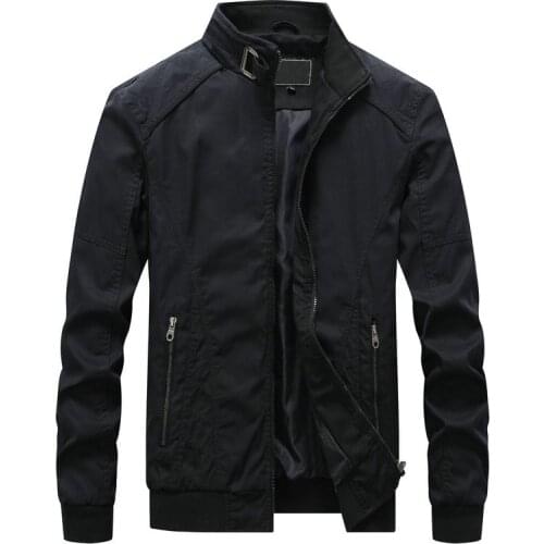 MANTLCONX New Spring Autumn Mens Casual Jackets Zipper Pocket Male Outwear Windbreaker Stand Collar Jacket Men Cotton Coats Man