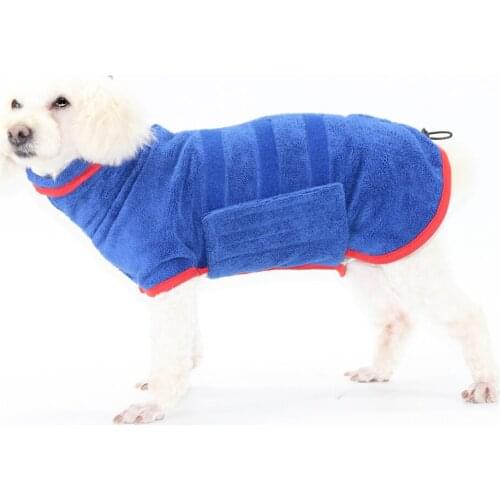 Fashion New Absorbent Pet Bathrobe Wrapped Waist Cat and Dog Clothes Adjustable Back Length Dog Vest Pajamas