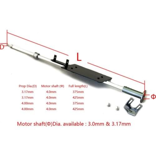 All-In-One Shaft Set for V HUll RC Boat 375/425mm Length , Apply for 4/3.17mm Prop Hole Diameter Hard Shafting for Boat