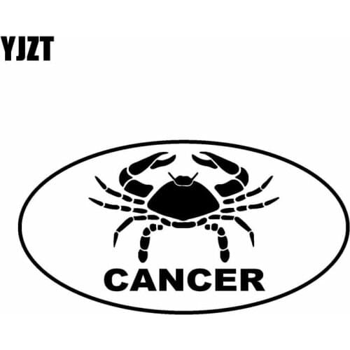 YJZT 15CM*8CM CANCER Oval Car Sticker Vinyl Decal Funny Zodiac Horoscope Black/Silver C10-01740