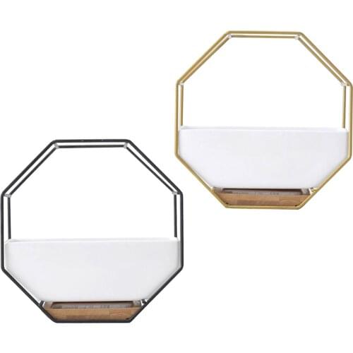 Tabletop Ceramic Indoor Plant Pot on Octagonal Rack Succulent Planter