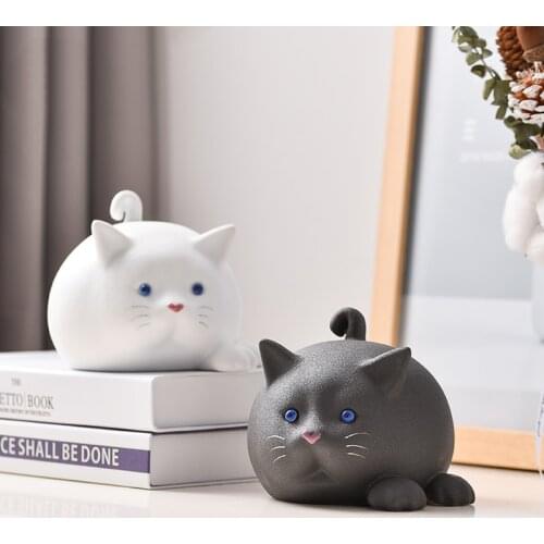 Very cute fat cat package decorative ornaments Funny Black white lazy cat desktop craft decoration gift