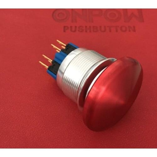 ONPOW 22mm mushroom head 1NO1NC momentary pushbutton switch anti-vandal GQ22-11M/A