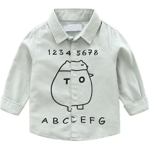 2T-8T Kids Boys Cartoon Shirts Spring Autumn Cotton Full Sleeves Letters Pattern Shirts Boys Casual School Clothes SA2186