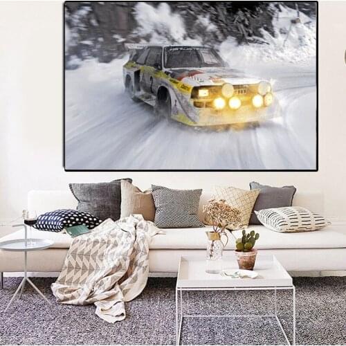 Snow Racing Car Rally Vehicle Canvas Posters Prints Wall Art Painting Oil Decorative Picture Modern Home Decoration Framework HD