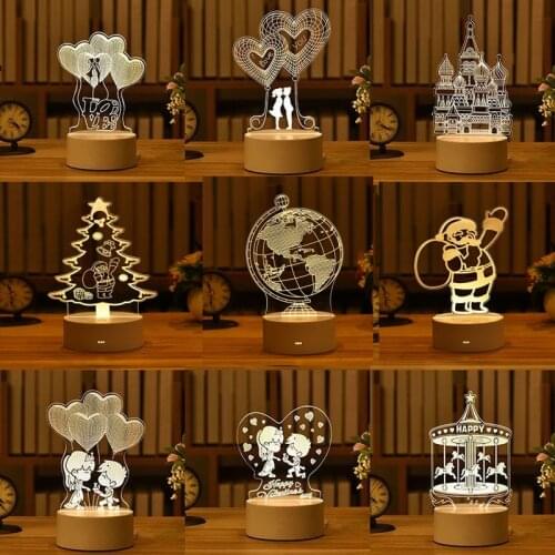 Fashion Cute Holiday Gifts Led Night Light Bedroom Cartoon 3D Colorful Touch Bedside Lamp Home Party Decorations