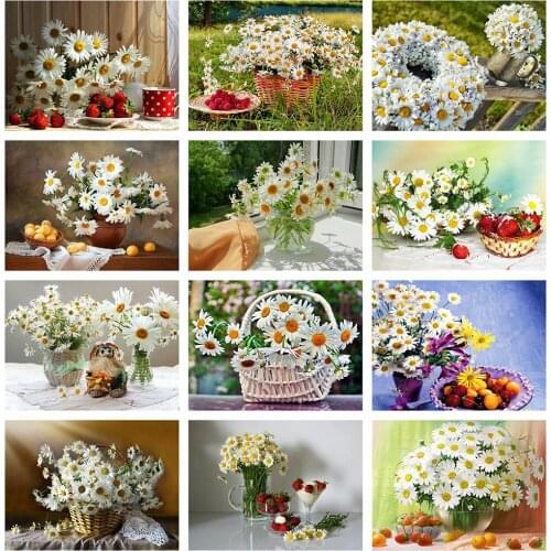 DIY poster Diamond Painting Flowers Rhinestone Mosaic Diamond Embroidery Daisy Flower Cross Stitch Diamond Mosaic Home Decora