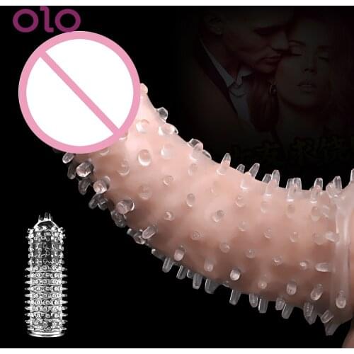 OLO Reusable Condom Delayed Ejaculation Adult Sex Toys for Man Male Enlargement Adults Product Cock Cover Ring Penis Sleeve