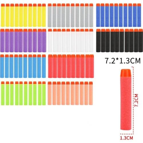 100PCS For Nerf Gun EVA Bullets Soft Hollow Hole Head 7.2cm EVA Darts Toy Gun Bullets For Nerf Series Toys Gun Kids Gifts