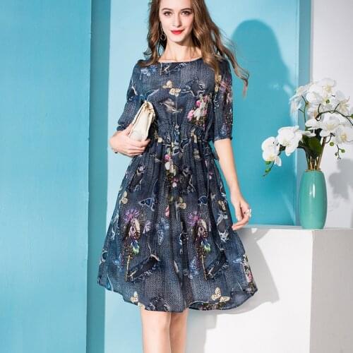 Christmas silk floral dress womens clothes femme summer long sexy retro beach casual slim dresses plus size summer jeans flower