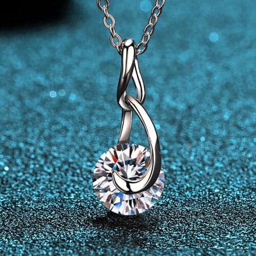Silver Diamond Test Passed Excellent Cut 2 Carat Good Clarity D Color White Moissanite Hoop Pendant Necklace Silver 925 Chain