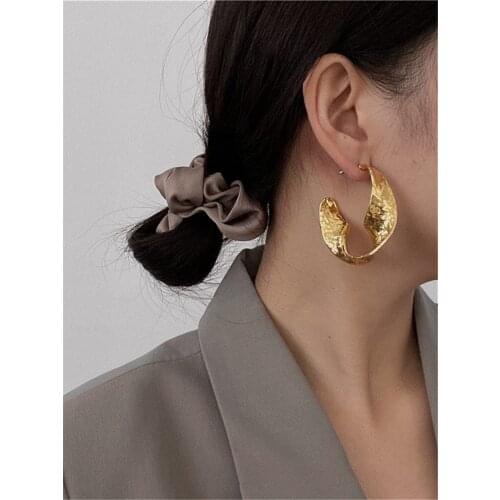 Kshmir Shape gloss emery gold hoop earrings solid oval thick geometric earrings simple earrings retro design jewelry