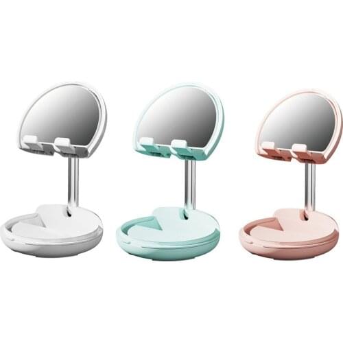 Foldable Mobile Phone Holder Stand Makeup Mirror Adjustable Tablet Stand Desktop Bracket Holder Mount For IPhone For IPad