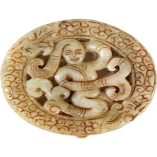 Antique jade pendant Xiuyan Jade Carved old beauty jade pendant