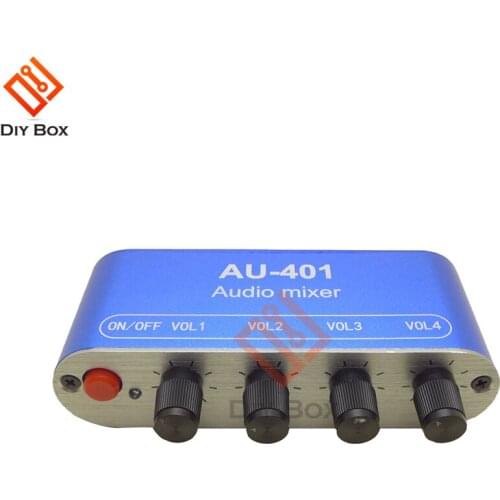Stereo Mixer (4 Input ,1 output ) Individually Controls Board DIY Headphones Amplifier Case DC12V AU-401
