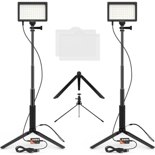 LED Video Light Photography Lamp Kit Panel Light Set Bi-color with Tripod Dimmable Desk Lamp for Youtube Makeup Selfie USB Plug