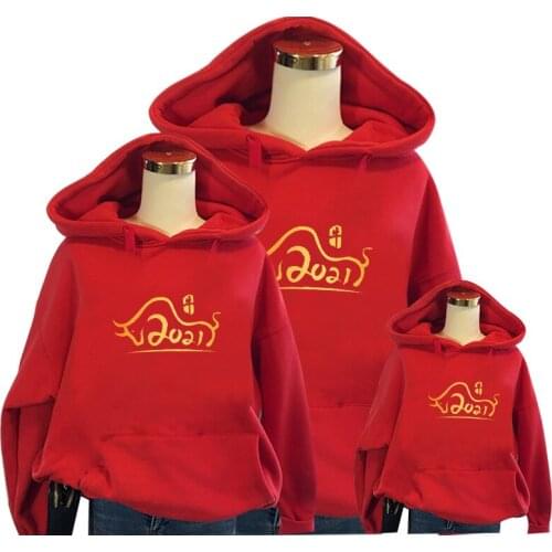 Hoodie Cartoon Print Family Clothing Long-sleeved Tracksuit Parent-child Clothes School Performance Sports Hoodie Couple Clothes