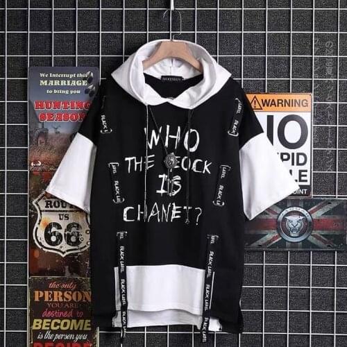 Japanese Student Street Harajuku Patchwork Hoodies Letters Printed Men Oversize Hip Pop Hoodie Summer Hoodies Plus Size S-3XL