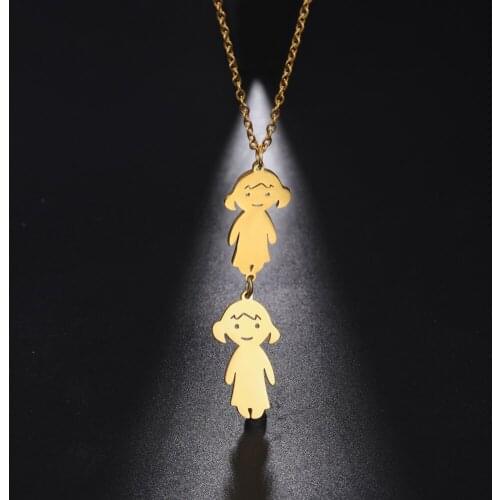 Lemegeton Personlized Custom Name Boy Girl Couple Necklace for Women Stainless Steel Engrave Kids Names Family Friends Jewelry