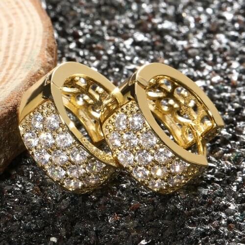 1 Pairs Gold Hoop Earring Delicated Rhinestone Crystal Earrings Fashion Women Cubic Zirconia Earring Jewelry For Banquet Wear