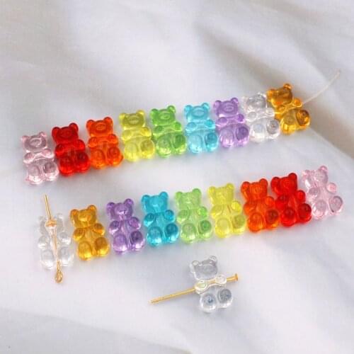10pcs 11X18mm Candy Color Gummy Bear Charms for Making Earrings Pendants Necklaces Key Phone Chains DIY Creative Jewelry Finding