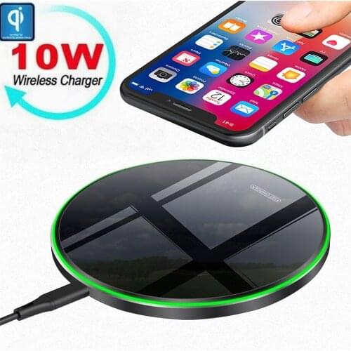 10W Ultra thin metal Mirror Fast Qi Wireless Charger quick Charging Mat Pad With Led display Light For SamSung iphone huawei