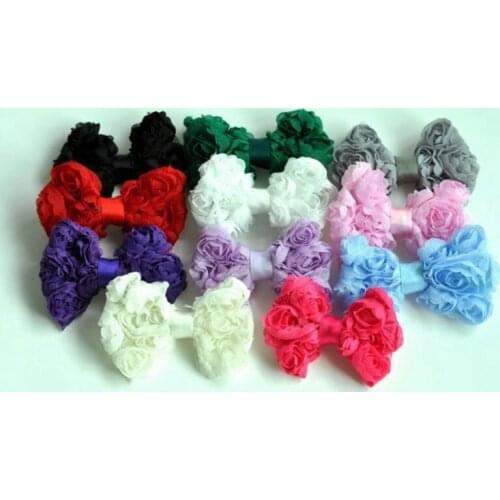 120pcs/lot 3" DIY Crochet Flower Bows Tulle Mesh Flower Bows Fashion Cotton Hair Bows Artificial & Dried Flowers