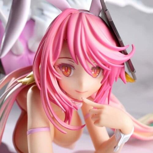 16cm No Game No Life Sexy Rabbit Girl Jibril PVC 1/4 Crouching Statue Collecting Toys And Gifts
