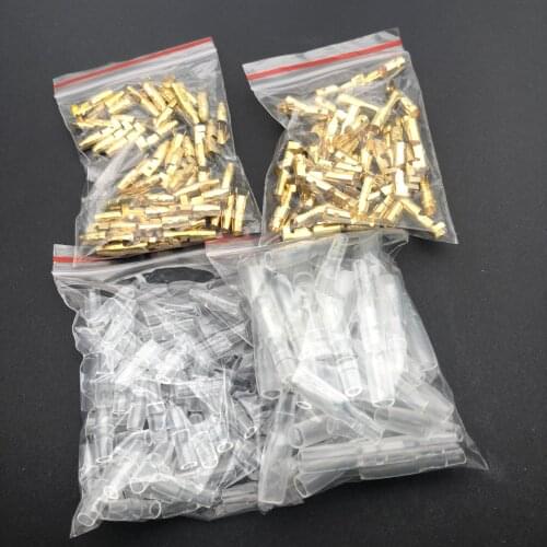 200pcs/50set 4.0mm(3.9) Car Auto Motorcycle Bullet Terminals Male Female Wire Bullet Crimp Connectors Terminal Insulation Sheath