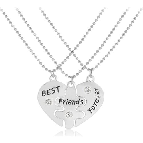 2019 Fashion best friends Metal Necklace Heart BFF Split Heart Best friend forever three best friend necklaces Pendant jewelry