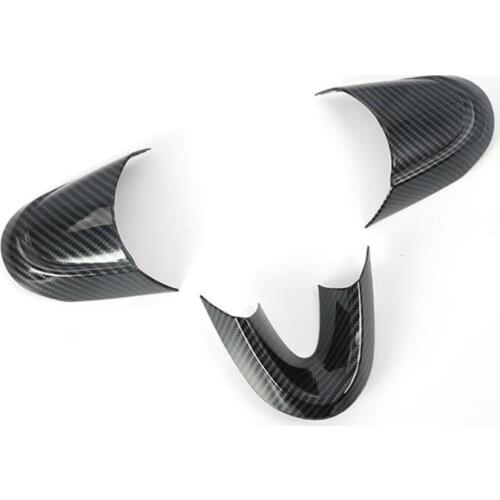 3Pcs Car Steering Wheel Cover Trim for MINI Cooper F54 F55 F56 F57 F60 Carbon Fiber Style Auto Interior Accessories