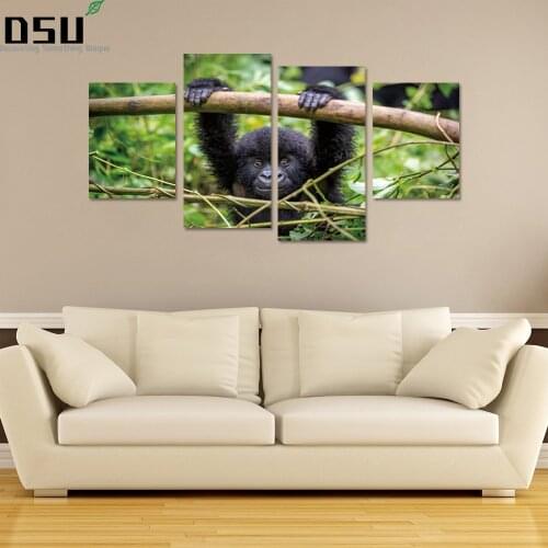 4pcs/set New Hot Jungle Chimpanzee Group Combination Wall Sticker Personality Sticker Customized Living Room Home Decoration