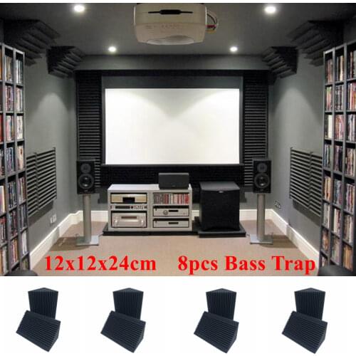 8PCS 12 X 12 X 24 Cm Acoustic Foam Bass Trap Sound Absorption Studio Soundproofing Corner Wall Soundproof Sealing Strips