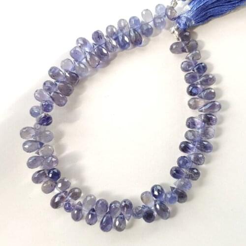 AAAAA LOOSE BEADS Iolite drop faceted 5-7mm wholesale for DIY jewelry necklace 18cm