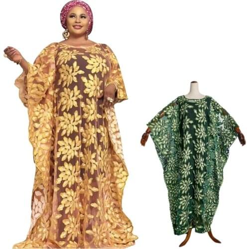 African Dresses for Women Caftan Party Long Maxi Dress Large Size Clothes Dashiki Mesh Embroidery Flower Robe Femme Abaya Dubai