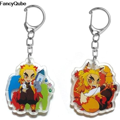 Anime KeyChain Demon Slayer: Kimetsu No Yaiba Chibi Keyring Cartoon Acrylic Pendant Charms Accessories Gifts For Fans