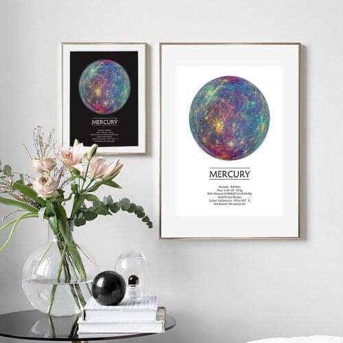 Astronomy Print Stars Canvas Painting Mercury Space Stars Planet Modern Art Nordic Art Boys Kids Gift Living Room Home Decor
