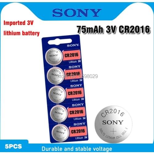 High Quality 5PCS Sony 3V CR2016 Lithium Cell Button Battery DL2016 KCR2016 CR 2016 Button batteries for watch Calculators