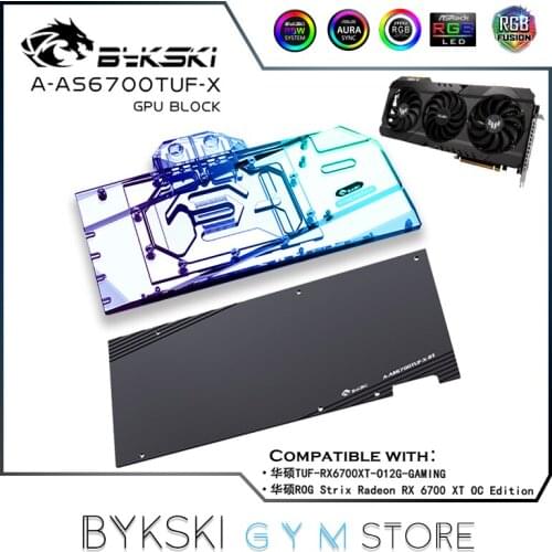 Bykski Graphic Card Block ASUS ROG STRIX Radeon RX6700XT OC Edition/TUF O12G GAMING, Full Cover VGA Block 5V 3PIN A-AS6700TUF-X