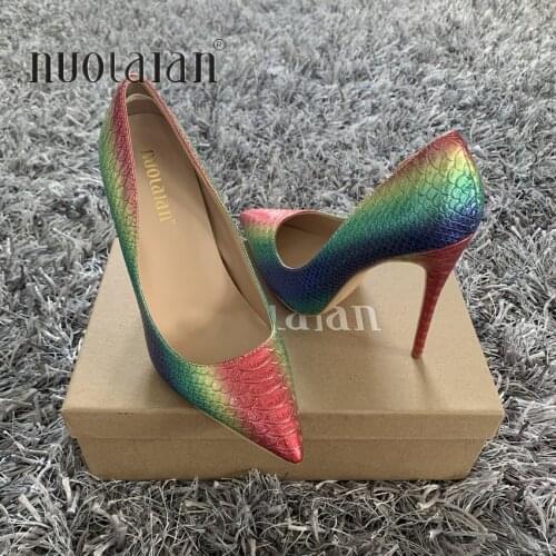 Brand fashion woman shoes snake printing party wedding shoes big size 35-42 sexy pointed toe high heels pumps women shoes