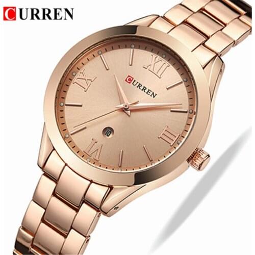CURREN Women Fashion Watches Ladies Casual Waterproof Quartz Watch Stainless Steel Date Dress Girl Clock Relogio Masculino