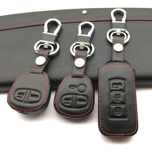 High quality Genuine Leather cover wallet key remote case For Mitsubishi outlander asx colt LANCER Grandis Pajero sport 2 button
