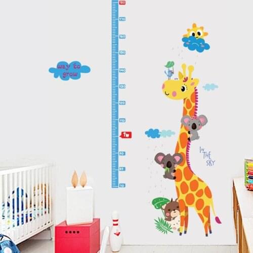 Free shipping Kids hoogte grafiek muursticker interieur giraf hoogte heerser decoratie kamer decals muur art sticker wallpaper