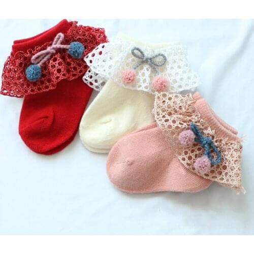 Baby Socks Cute Lace Flowers Bow Newborn Baby Socks Cotton Princess Girls Socks