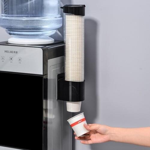 Water Dispenser Paper Cups Holder Wall Mounted Automatic Cup Storage Rack Plastic Disposable Cup Holder Cups Container