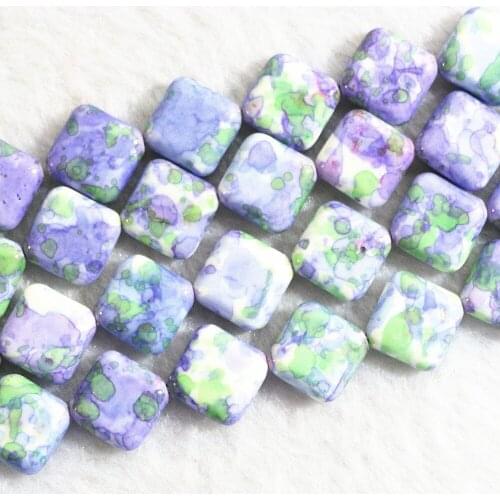 Purple Rainbow Stone 14x14mm Diagonal Shape Hot Diy Jewelry Free Shipping Loose Beads 15" B337
