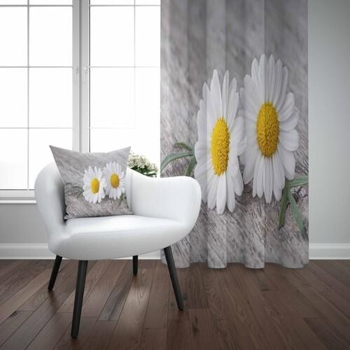 Else Yellow Daisies Patterned 3D Modern Backdrop Curtain-140Cm x 270Cm